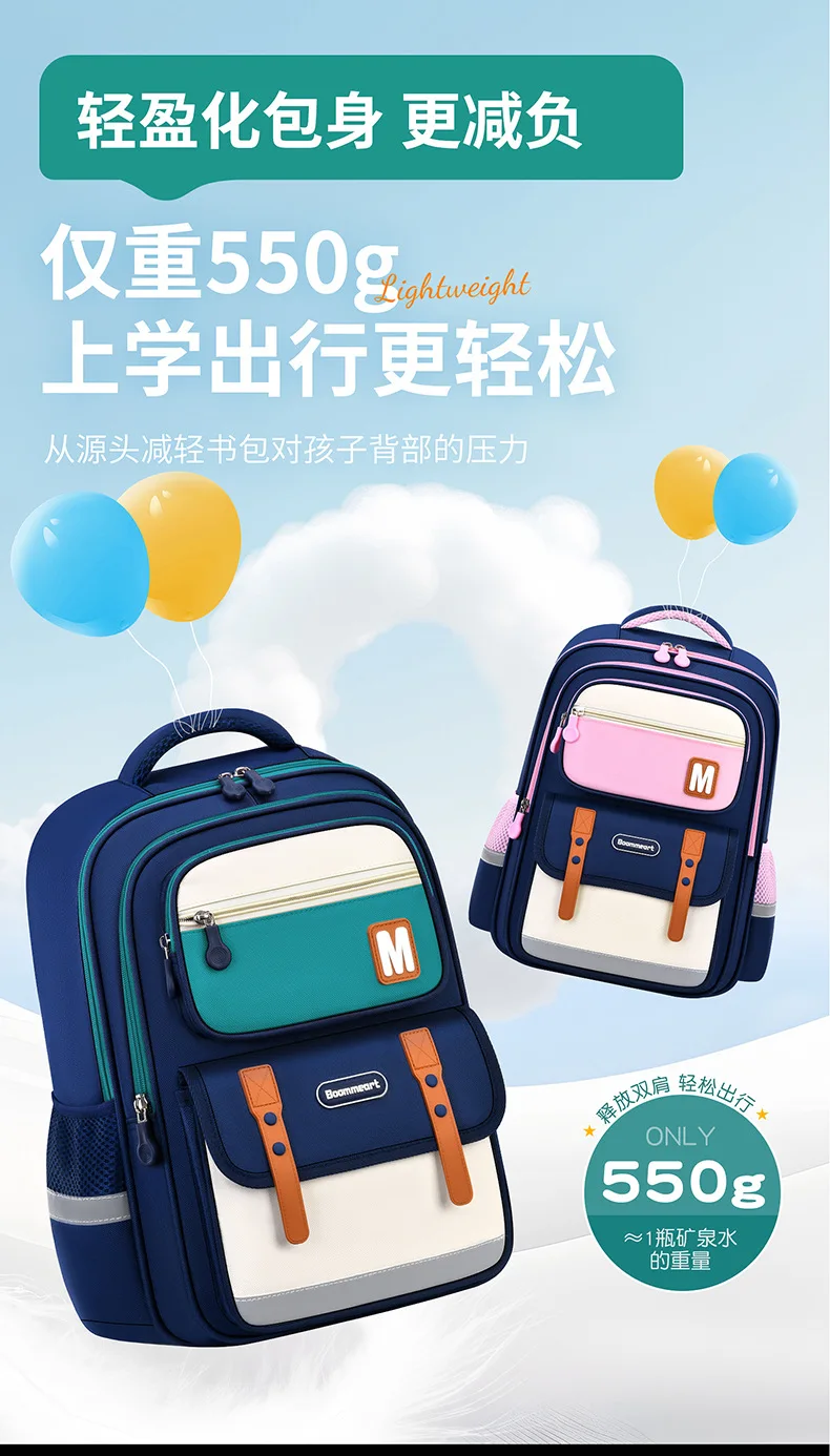 Tas Ransel Pelindung Tulang Belakang untuk Siswa SD Kelas 1-6, Tas Sekolah untuk Anak Laki-laki Perempuan, Tas Ransel Ergonomis untuk Kembali ke Sekolah