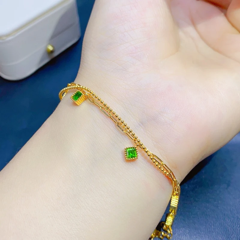 

Natural Diopside Bracelet for women silver 925 jewelry luxury gem stones 18k gold plated free shiping items