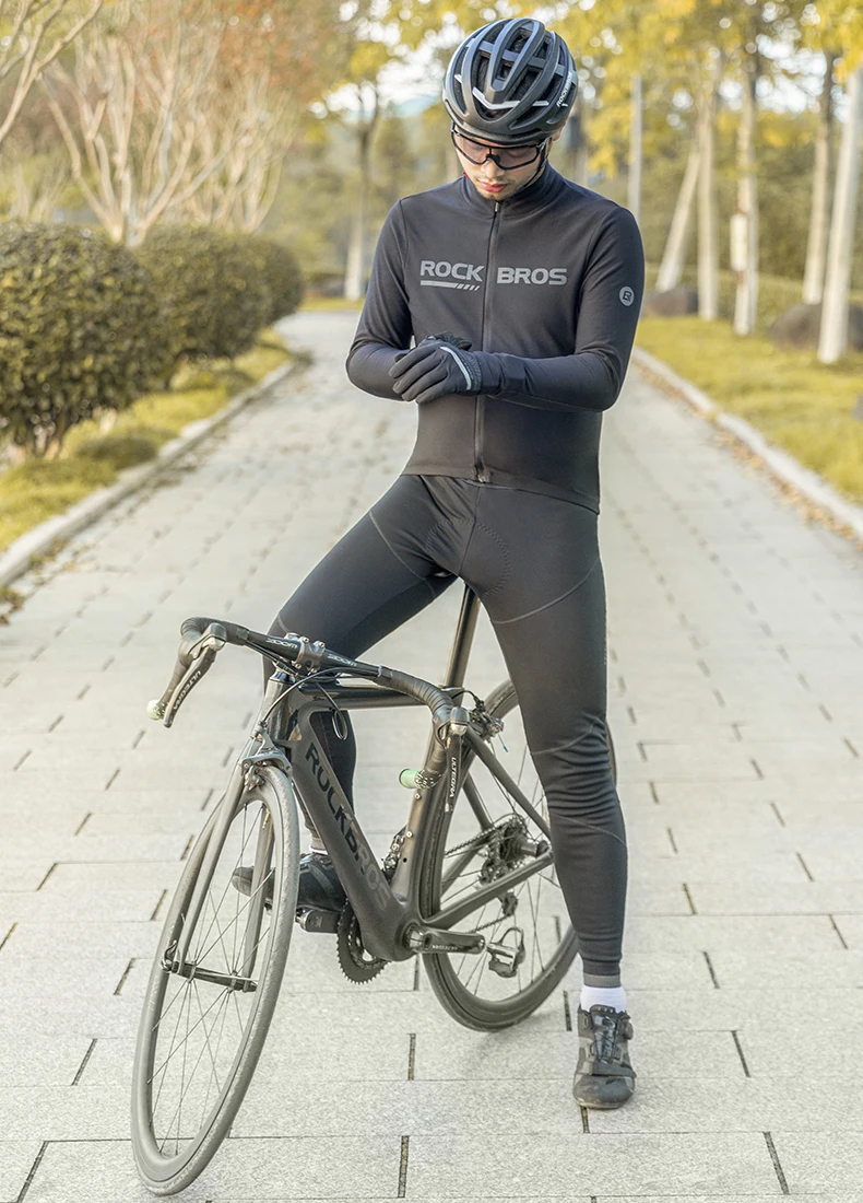 ROCKBROS Fahrradjacken für Herren und Damen, Winter, warm, Fahrradtrikots, Thermo-Fleece, Sport, MTB, Rennrad, lange Ärmel, Fahrrad-Top-Mantel – Detail 4