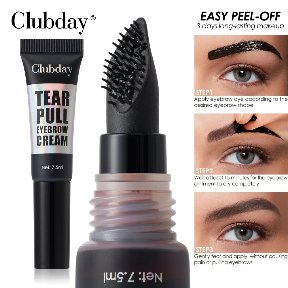 Abreißbare Augenbrauenkleber, abziehbare Augenbrauencreme mit großem Bürstenkopf, schnell trocknend, wasserfest, leicht abziehbare Augenbrauencreme