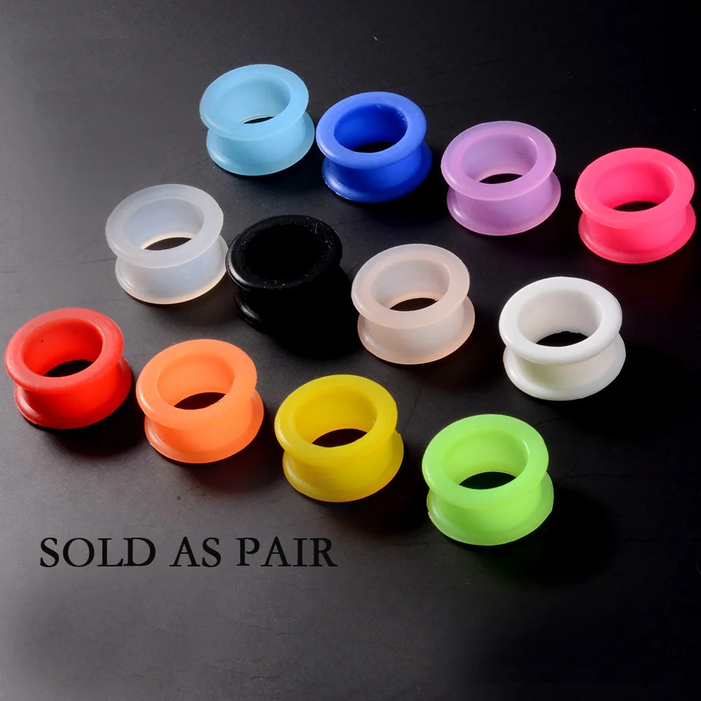 1 Pair Ear Plugs and Tunnels Thin Flexible Silicone Ear Gauges Stretch Marks for Tunnels 3-20mm Hollow Ear Dilations Earlets