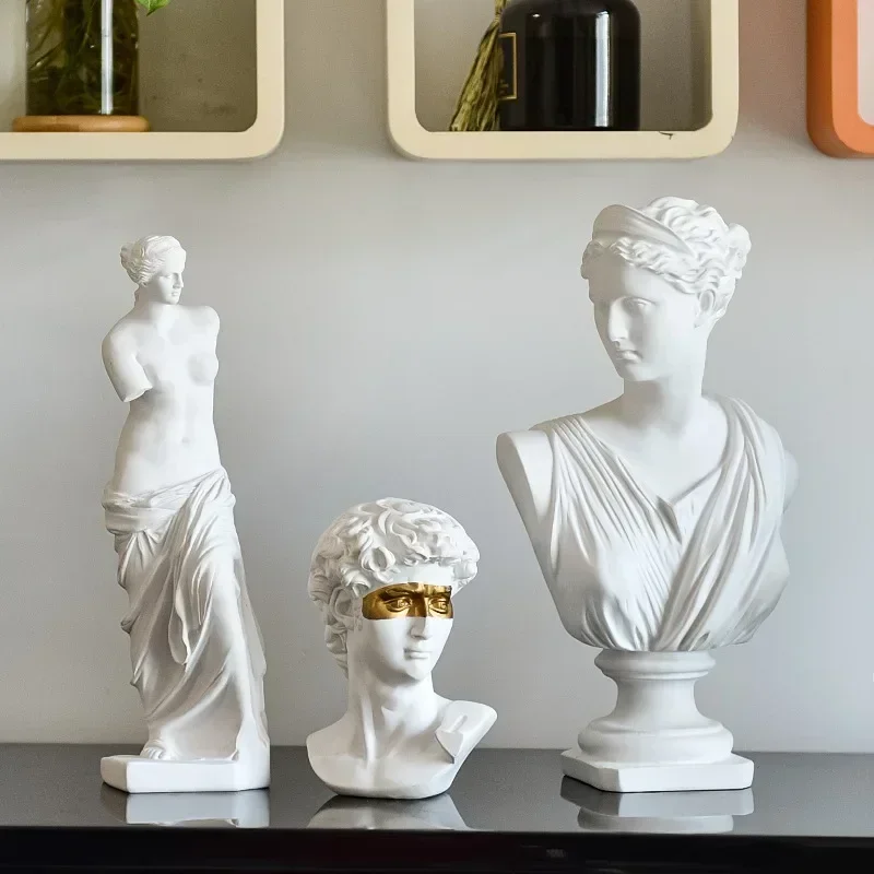 Resin Embellishments Classic Greek David Head Resin Sculptures and Statues Home Office Decor Michelangelo David Bust Figurine