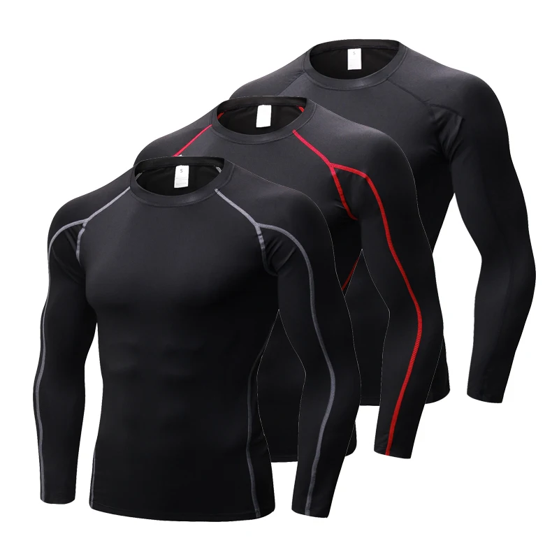 Mens Long Sleeve Workout Shirts Slimming Compression Undershirts for Men Quick Drying Running Basketball Athletic Base Layer Top