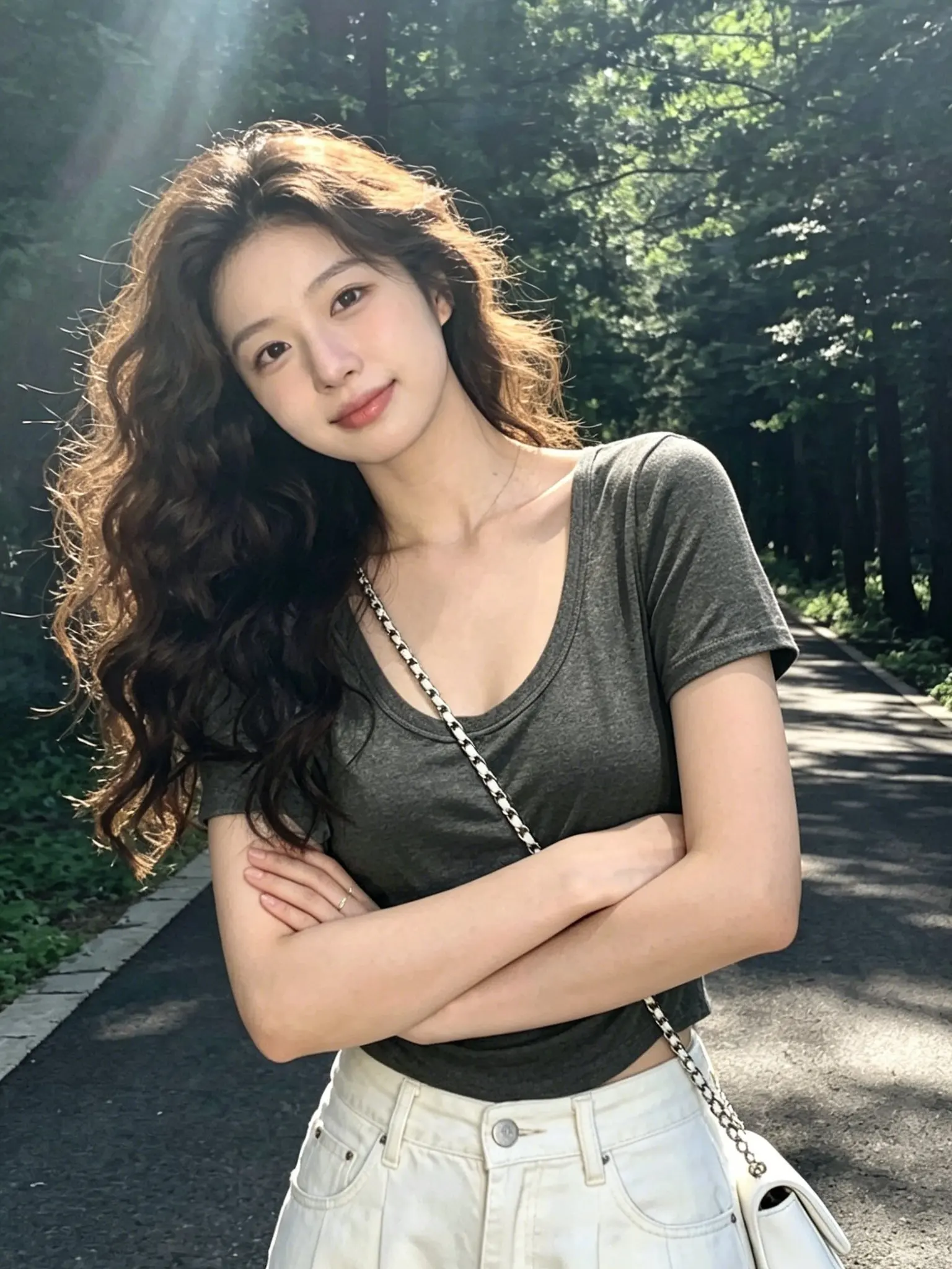 Camiseta Básica de Manga Corta con Cuello Redondo en Gris, Estilo Casual para Mujer, Ideal para el Verano, Combinable con Tod...