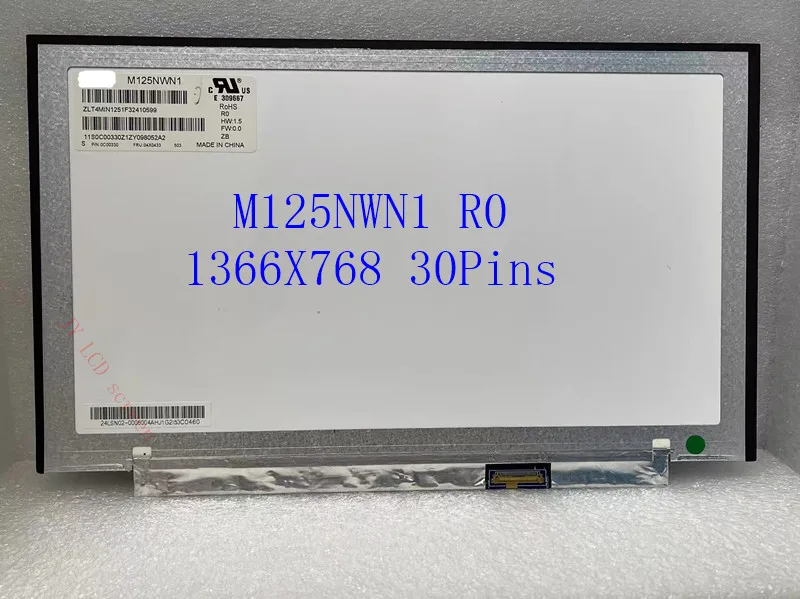 

M125NWN1 R0 12.5 inch 1366X768 30Pins For Lenovo Thinkpad X250 X240 K2450 Laptop LCD Screen Display Panel