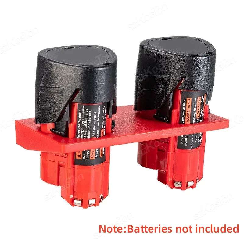 Battery Holder for Milwaukee 12V Li-ion Battery 2 Cavity Wall Mount Battery Dock Holder Fit for Milwaukee 12V Storage