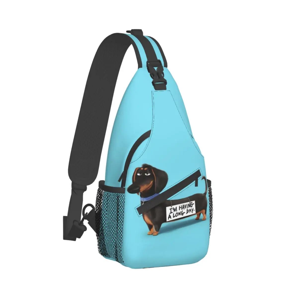 Dachshund Dog Impresso Peito Bag, Funny Pupy Crossbody Sling Bags, Mochila de Ombro, Mochila para Viagem, Caminhadas, Pacote de Esportes