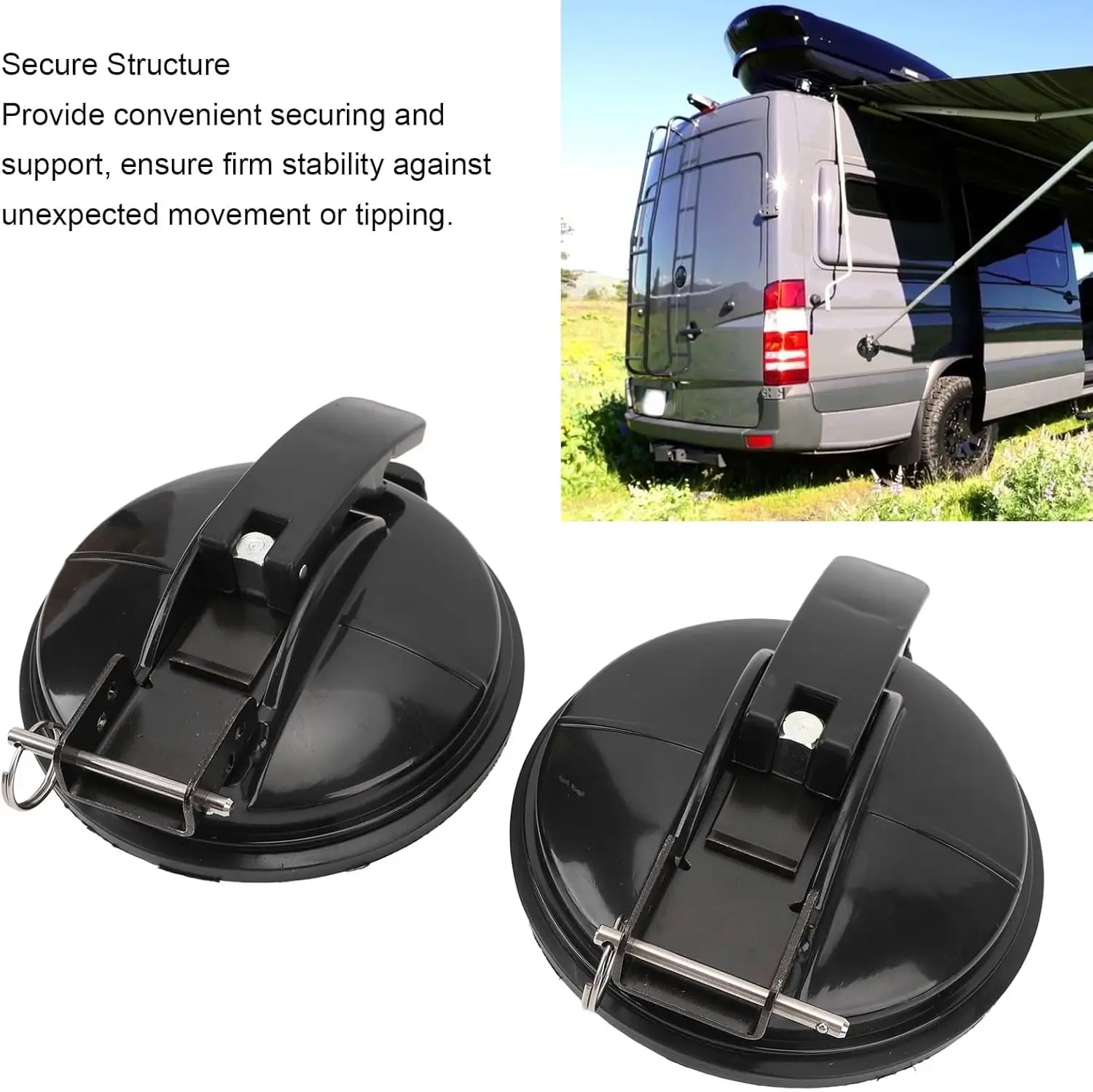 Schwarze Saugnäpfe für Outdoor, Reisen, Wohnmobil, Camping, Sonnenschutz, Markise, extra starke Saugnäpfe mit Verriegelung, 1/2/4 Stück – Detail 6