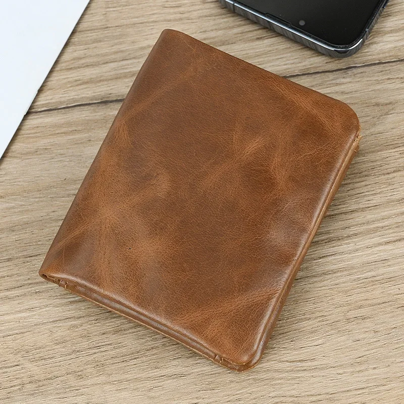 

Genuine Leather Short Wallet Men Women Unisex Two-fold Multi-card Coin Purse