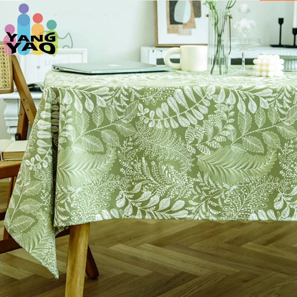 

Spring Imprinting Waterproof Tablecloth Printed Green Plants Floral Garden Style Decoration Table Cloth Placemat Antifouling