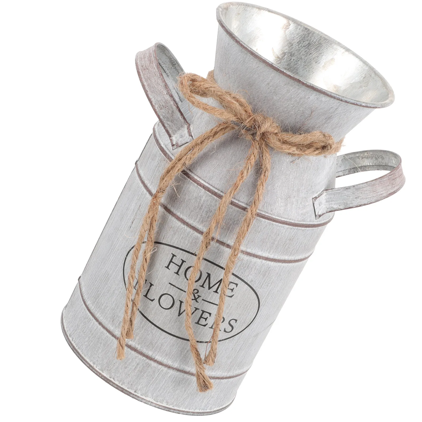 

Цветочная композиция Горшок Ретро Кувшин для молока Ваза для цветов Букет цветов Свадебный декор Светло-серая жесть Винтаж