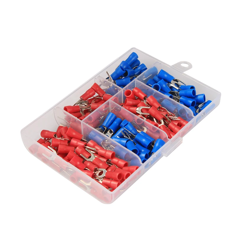 10/190pcs SV Type Wire Spring Terminal SV1.25 SV2 Fork U Y Insulate Ferrules Block Spade Cold Press Cable End Crimp Connector