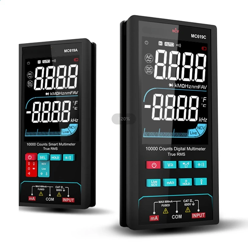 

9999 Counts Multimeter True RMS AC DC NCV Multimentro Digital MC619 Professional Digital Multimeter