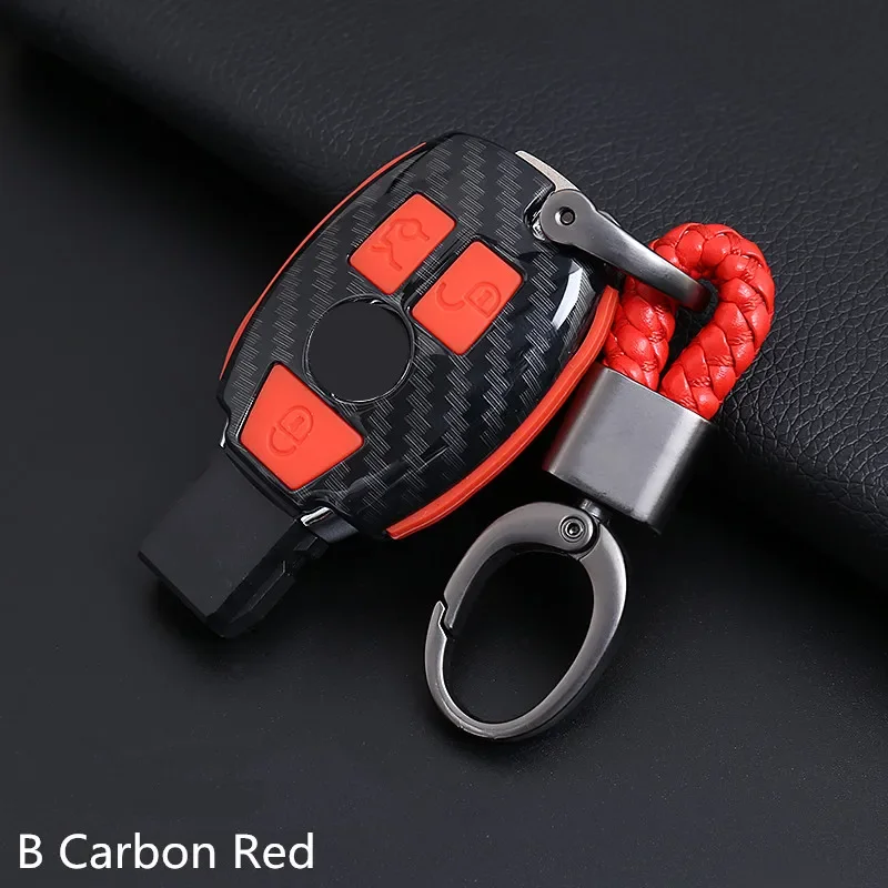 

PVC Carbon Fiber Silicone Key Case Cover For Mercedes Benz A180 A200 A260 For Benz W203 W210 W211 AMG W204 C E S CLS CLK