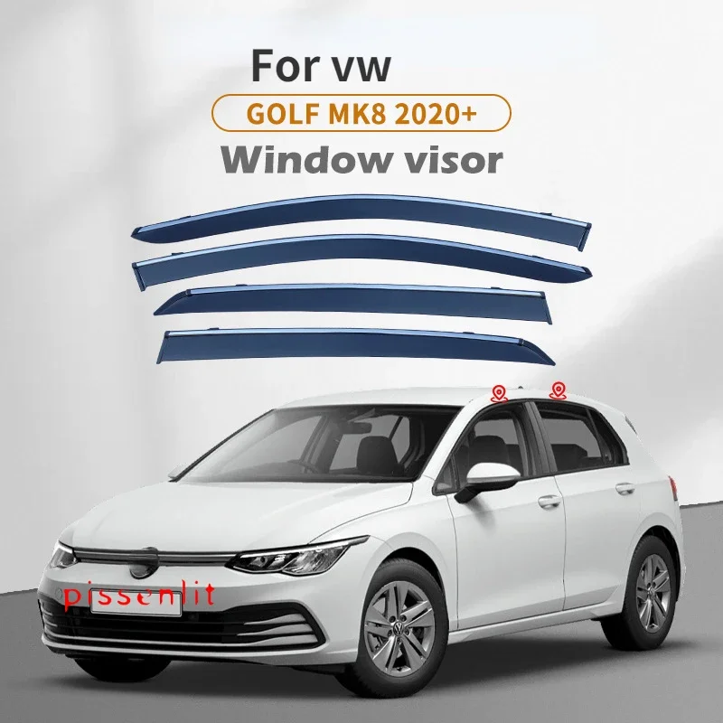

Для Volkswagen Golf MK5 MK6 MK7 MK8 04-2022 Аксессуары для оконных козырьков Яркие дефлекторы полос Козырьки от дождя Вентиляционный козырек