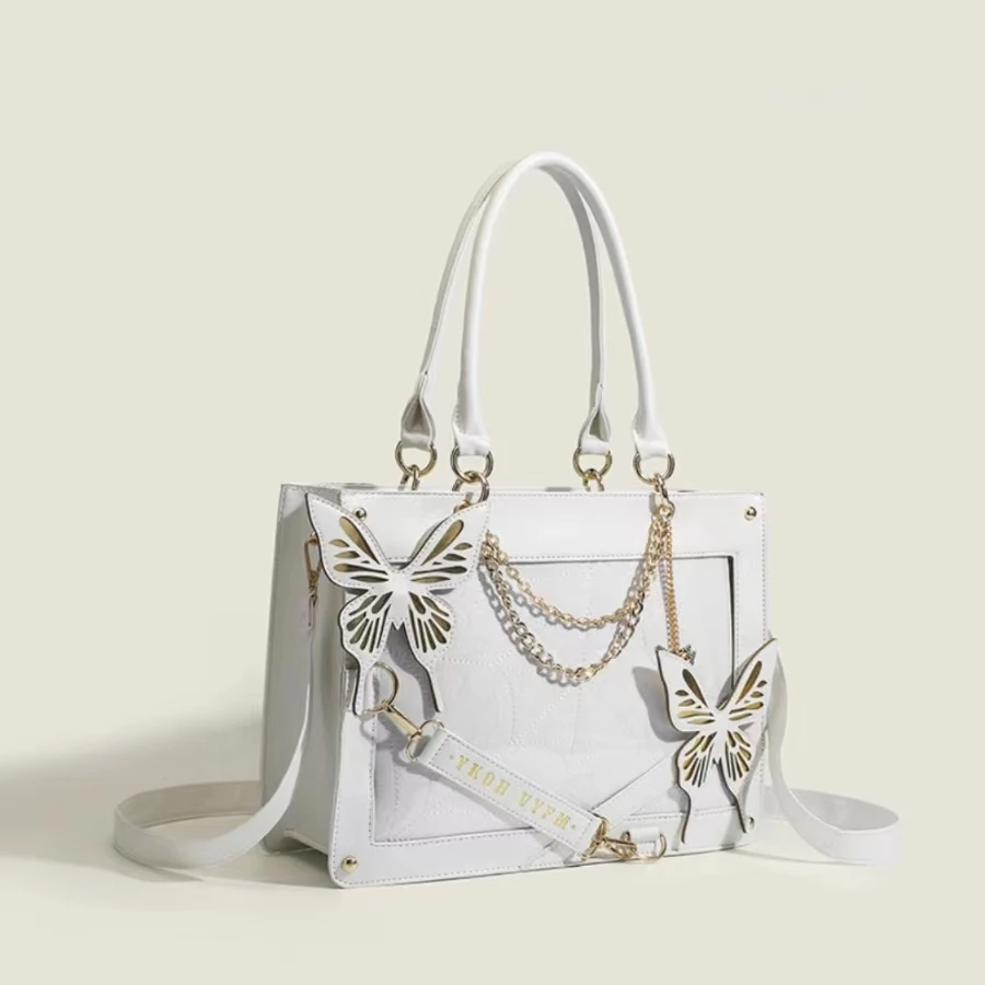 Labyrinth Butterfly Spider Web Letter Chain Handbags DIY Transparent Ita Bag Y2K Lolita Gothic Tote Vintage Fashion Shoulder Bag