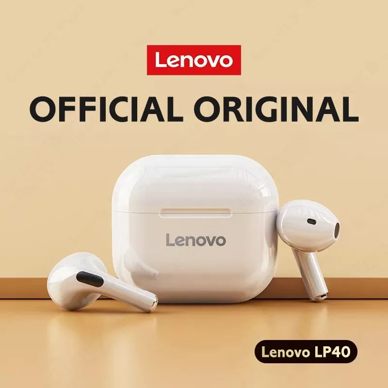 Original Lenovo LP40 TWS Wireless Earphone Bluetooth 5.0 Dual Stereo Noise Reduction Bass Touch Control Long Standby 300mAH