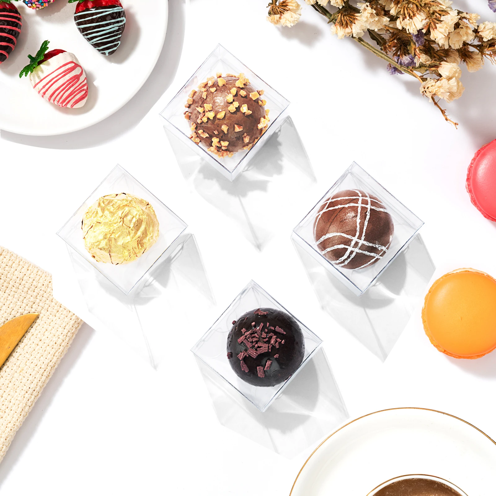 Small Candy Gift Boxes, Clear Chocolate Truffle Packaging