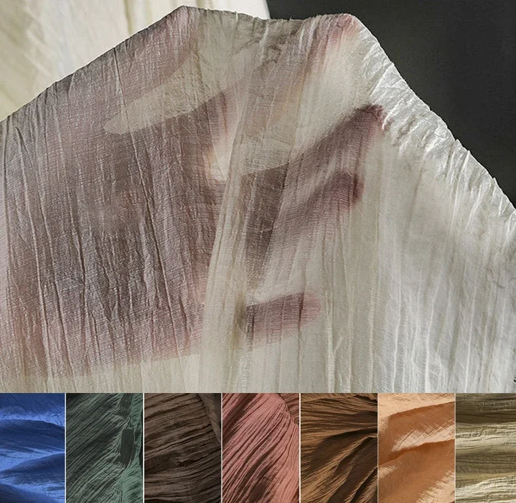 

8 цветов! Широкая морщинистая ткань шириной 150 см для DIY весенне-летнего платья, куртки, одежды - нейлон и полиэстер - белый, зеленый, коричневый, красный Y183