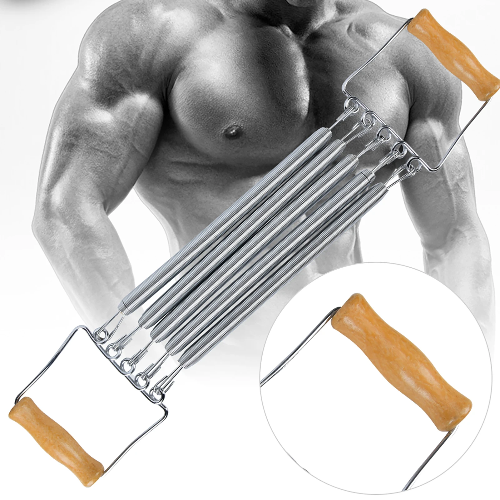 Frühling Brust Expander Holzgriff Abnehmbare Frühling Brust Expander Entwickler Haushalt Übung Muskel Fitness Ausrüstung