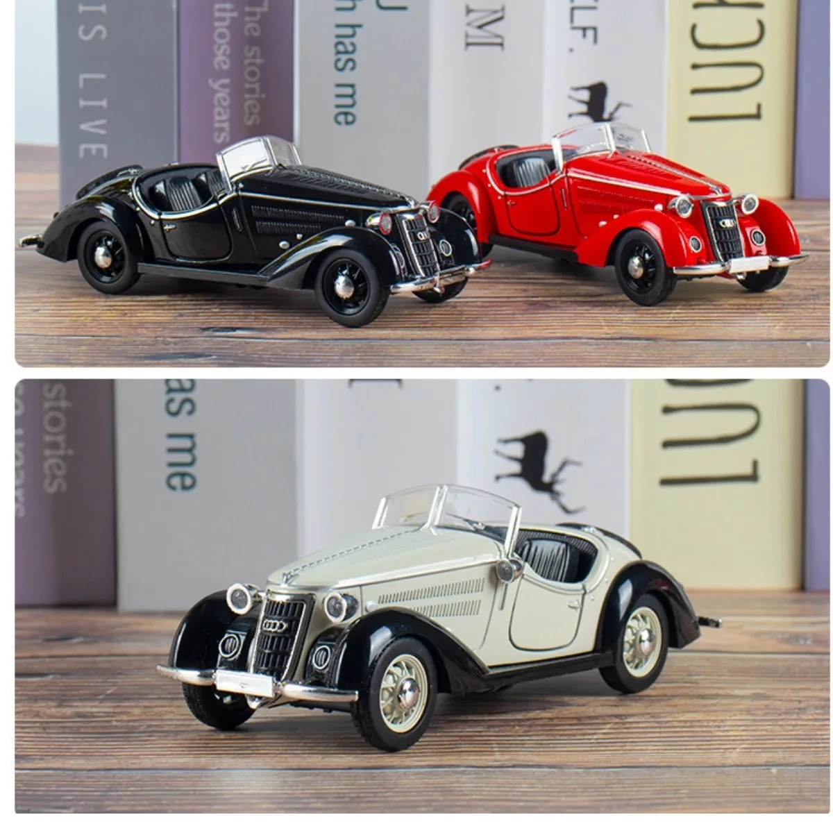 Audi Wanderer W25K Roadster 1936 escala 1:32 coche de juguete con luces, sonido de motor, Metal fundido a presión, regalo para niños