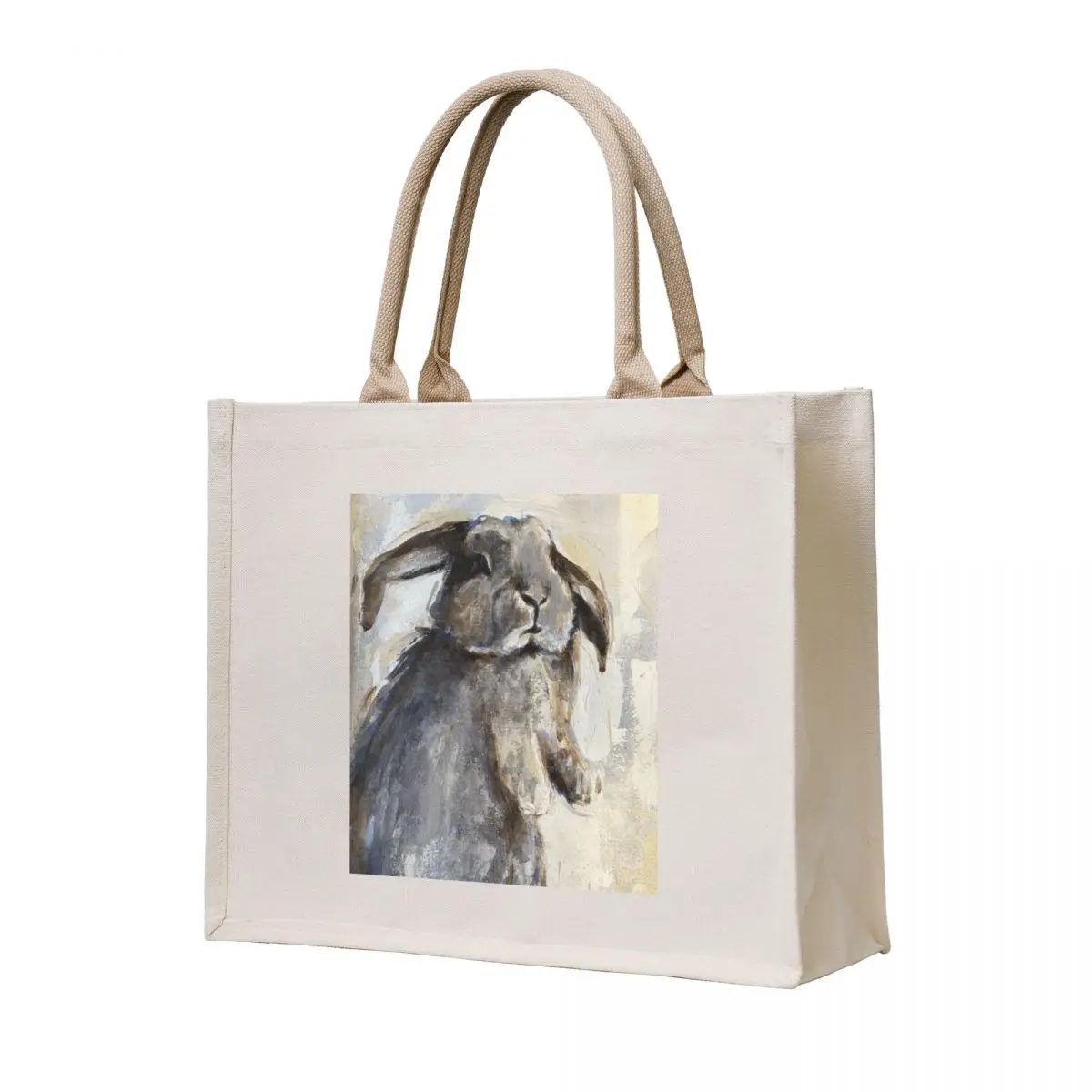 

Grey Bunny Painting Tote Bag reusable grocery bags hand bag ladies shoping bag custom canvas