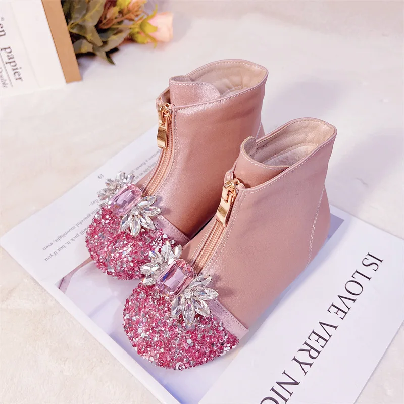 

Winter Child Princess Glitter Boot2025new Korean Version Girl Flatshoe Fashiona Girl Crystalboot Brand Snowboot Performanceshoes