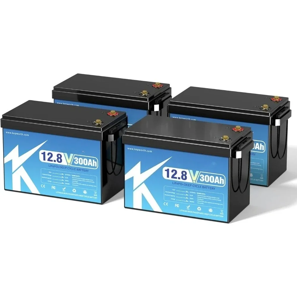 

12.8V 300Ah LiFePO4 Battery, Rechargeable Lithium Batteries, UP to 4000+ Deep Cycles, Grade A Lithium Iron Phosphate Cells