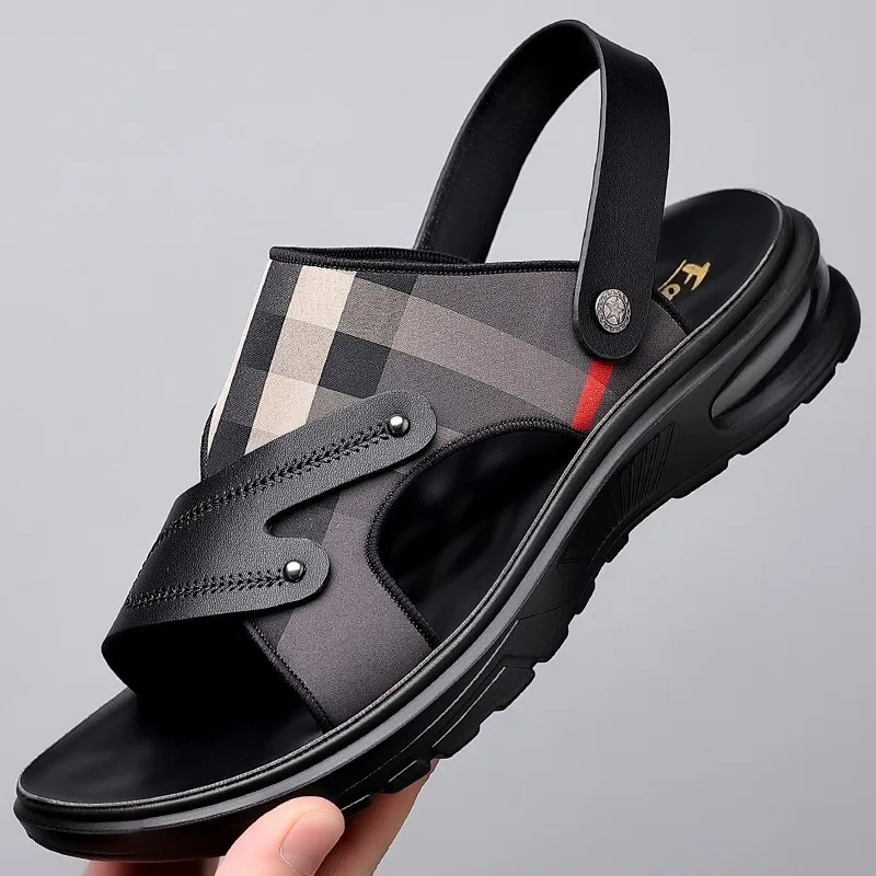 Men's Sandals Leather Casual Sandals Summer Beach Sandals for Men Outdoor Non Slip Platform Slippers Big Size47 Sandalias Hombre