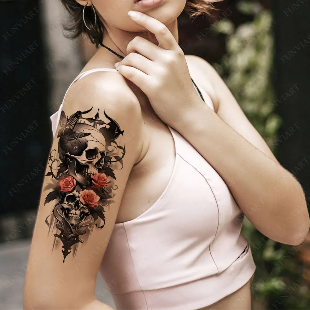 Waterproof Animal Temporary Tattoos for Men Wolf Tiger Skeleton Fake  Tattoo Stickers for Women Hand Arm Sleave Body Decoration