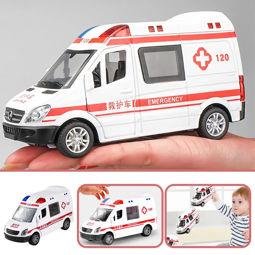 Inerzia per bambini Tirare indietro Auto giocattolo Simulazione Ambulanza Modello di auto Collezione di giocattoli Regali Giocattoli per ragazzi