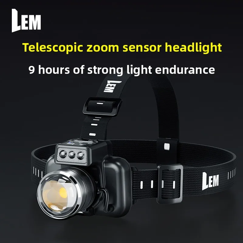 

Налобный фонарь с датчиком движения — яркость и время работы от аккумулятора уровня горнодобывающей промышленности, перезаряжаемый через USB для ночной рыбалки, освещения приливных бассейнов и работы на открытом воздухе