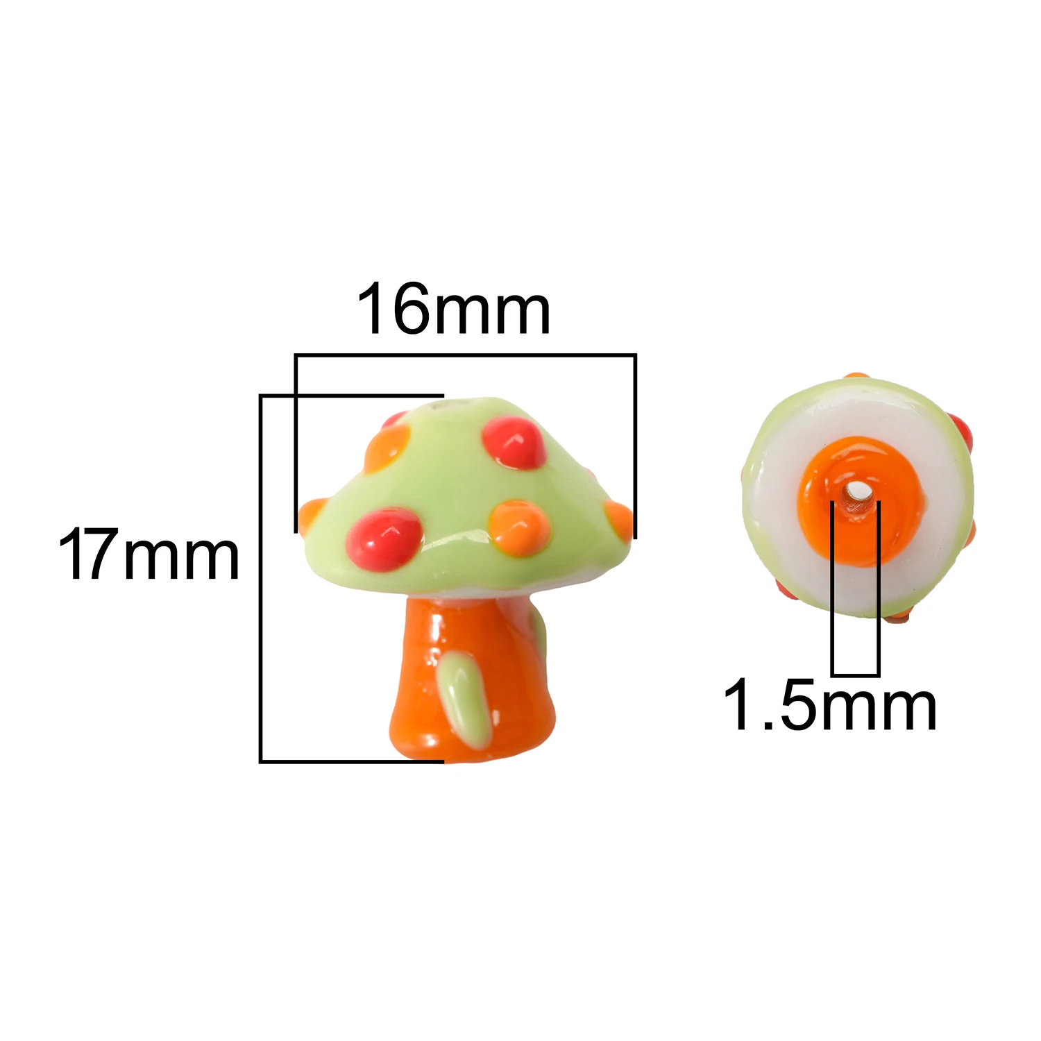 

3pcs Mushroom Shape Beads Lampwork Glass Loose Beads For DIY Crafts Bracelet Necklace Accessories Jewelry Making Findings Bead