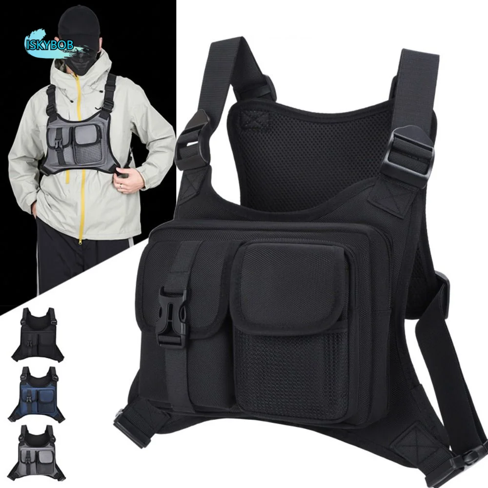 

Спортивная нагрудная сумка с защитой от краж, водонепроницаемая, износостойкая, для бега, портативная, с несколькими карманами, мужская сумка-жилет для хранения телефона