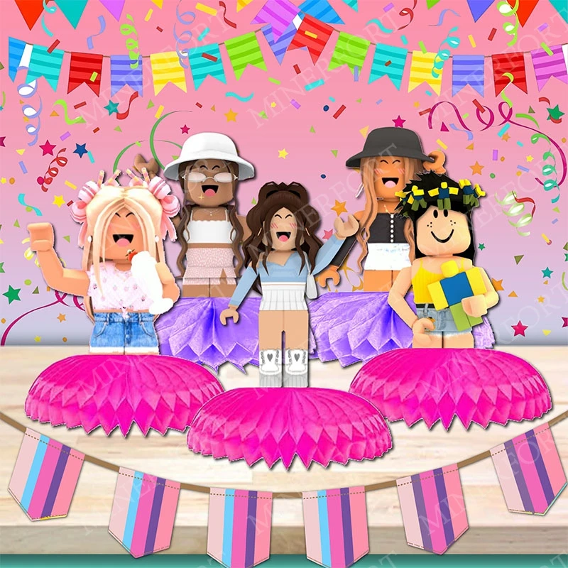 Cartoon-Roboter-Mädchen Waben-Dekorationen für den Schreibtisch, Zubehör für Kinder, Geschenke für Babyparty, Geburtstagsfeier-Zubehör-Set – Detail 2