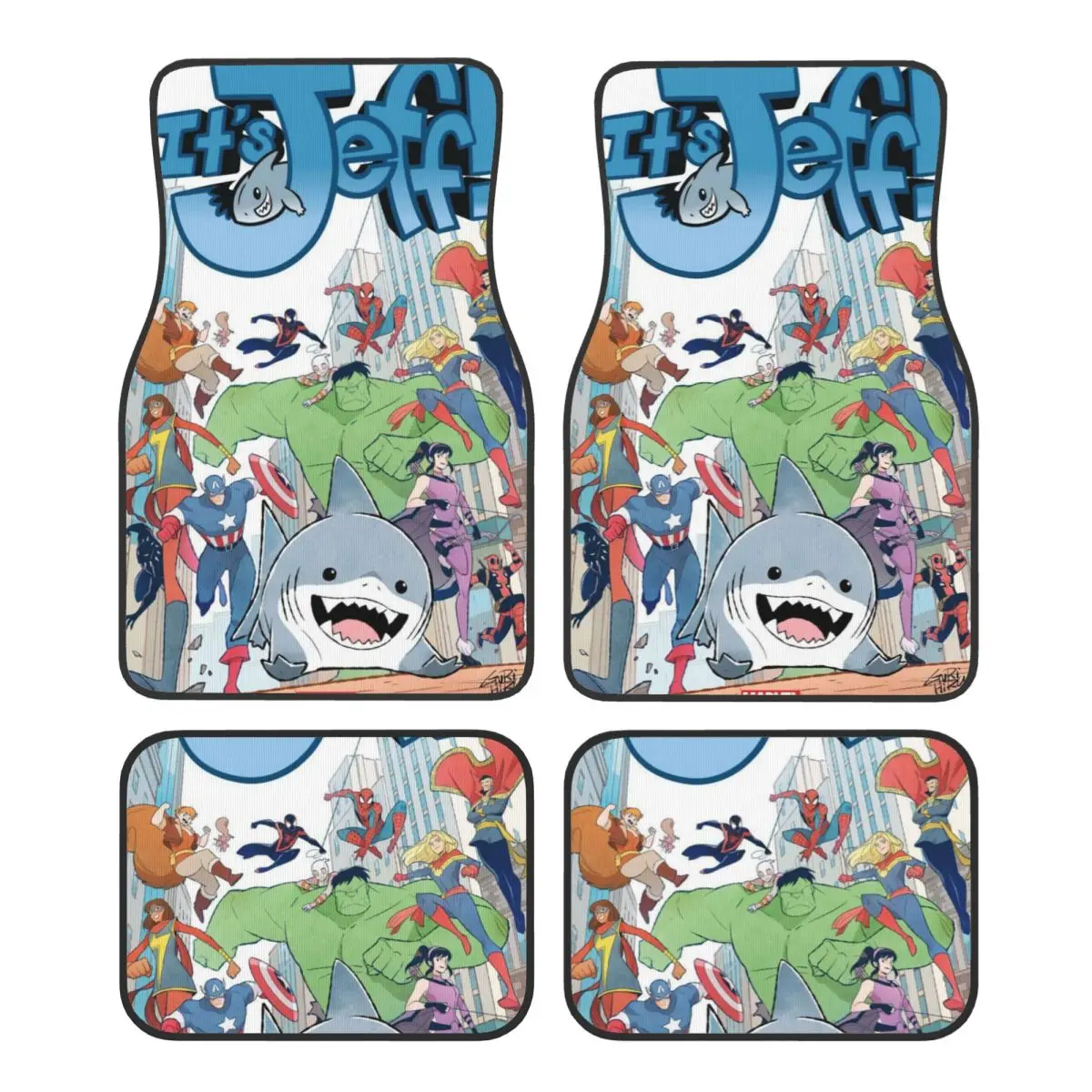 

Jeff The Land Shark Universal Fit Car Floor Mats Durable Car Carpet Mat 4pcs with Anti-Slip Backing Fit for SUV Vans