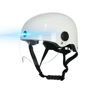 Wholesale open face flash  blue tooth LED light Ai motorcycle bike bicycle smart helmet  with warning light