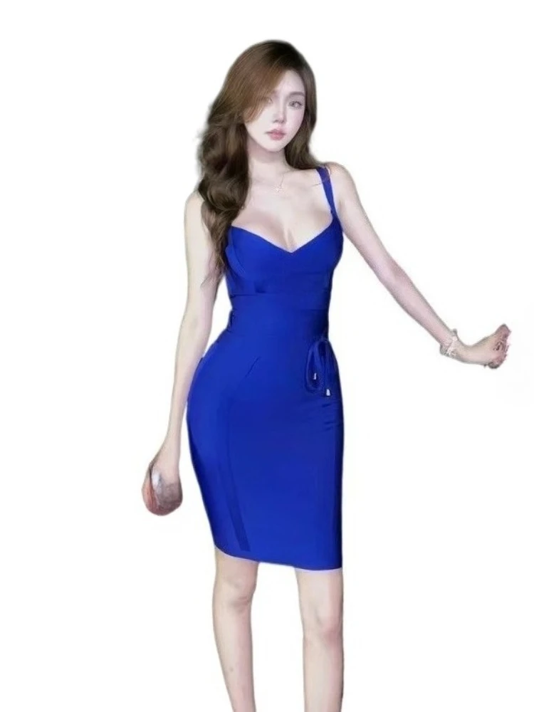 

Sexy V-neck Open Back Spaghetti Straps Bandage Dress
