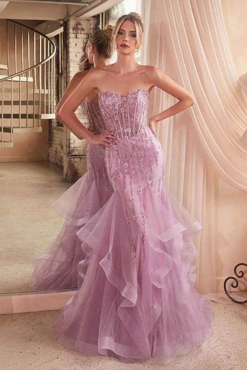 Princess Mermaid Evening Dress Sweetheart Sequins Beaded Prom Gowns Ruffled Sweep Train Formal Dresses Vestidos De Noche image 3