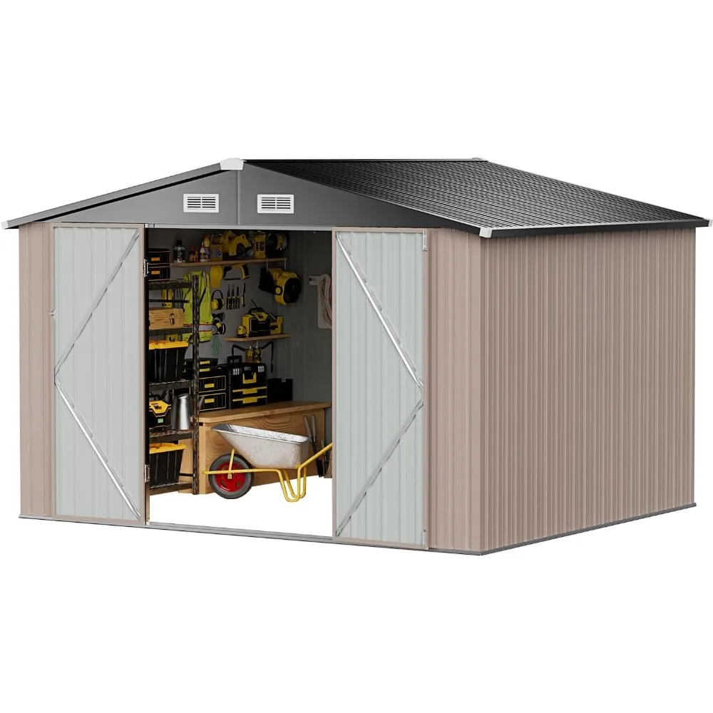 Imagem -06 - Outdoor Storage Shed Tool Outside Lawn Mower Storage Garden Metal Shed para Bike Shelds e Outdoor 7.6 x 9.7