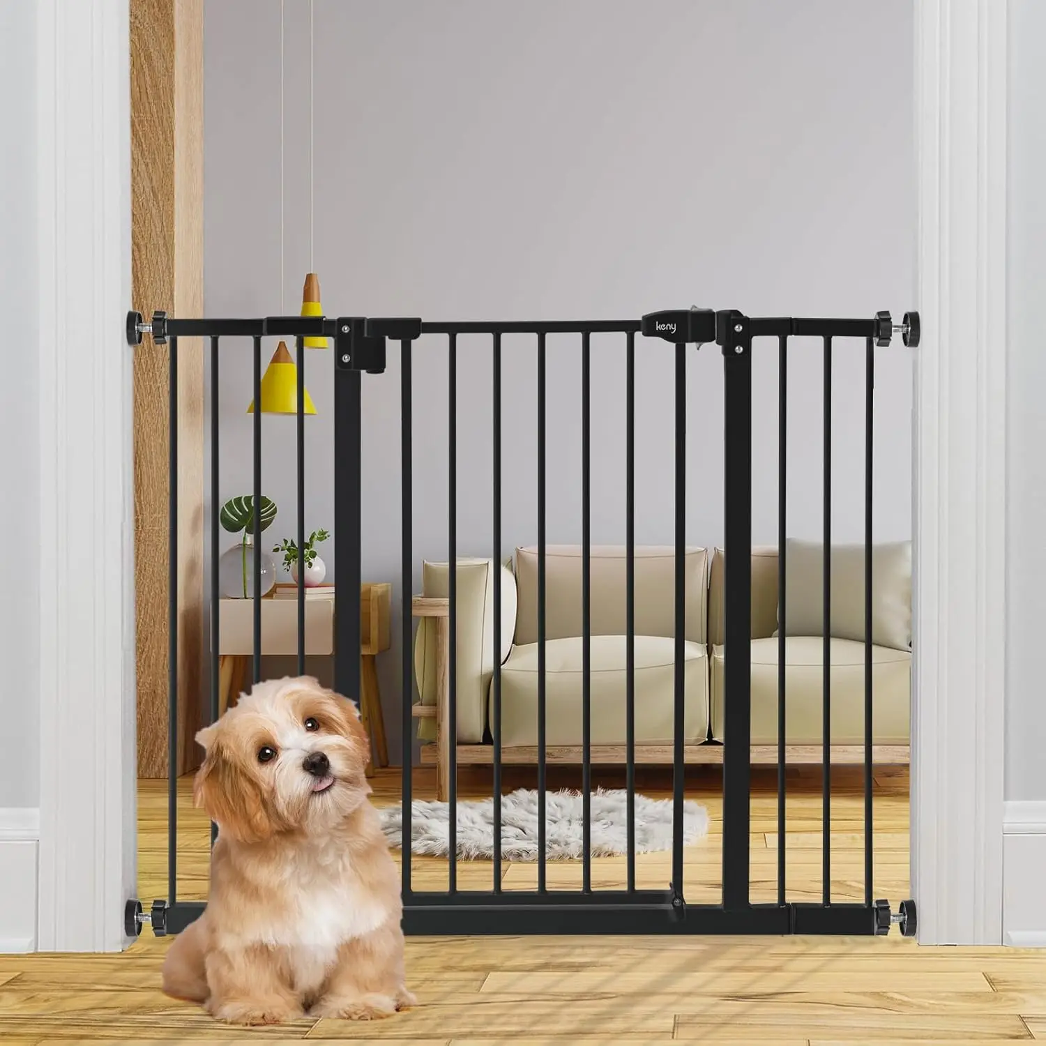 

keny 29"-42.5" Baby Gate for Stairs, Auto Close Safety Dog Gate, Pressure Mounted Easy Walk Through Pet Gate for Doorways,