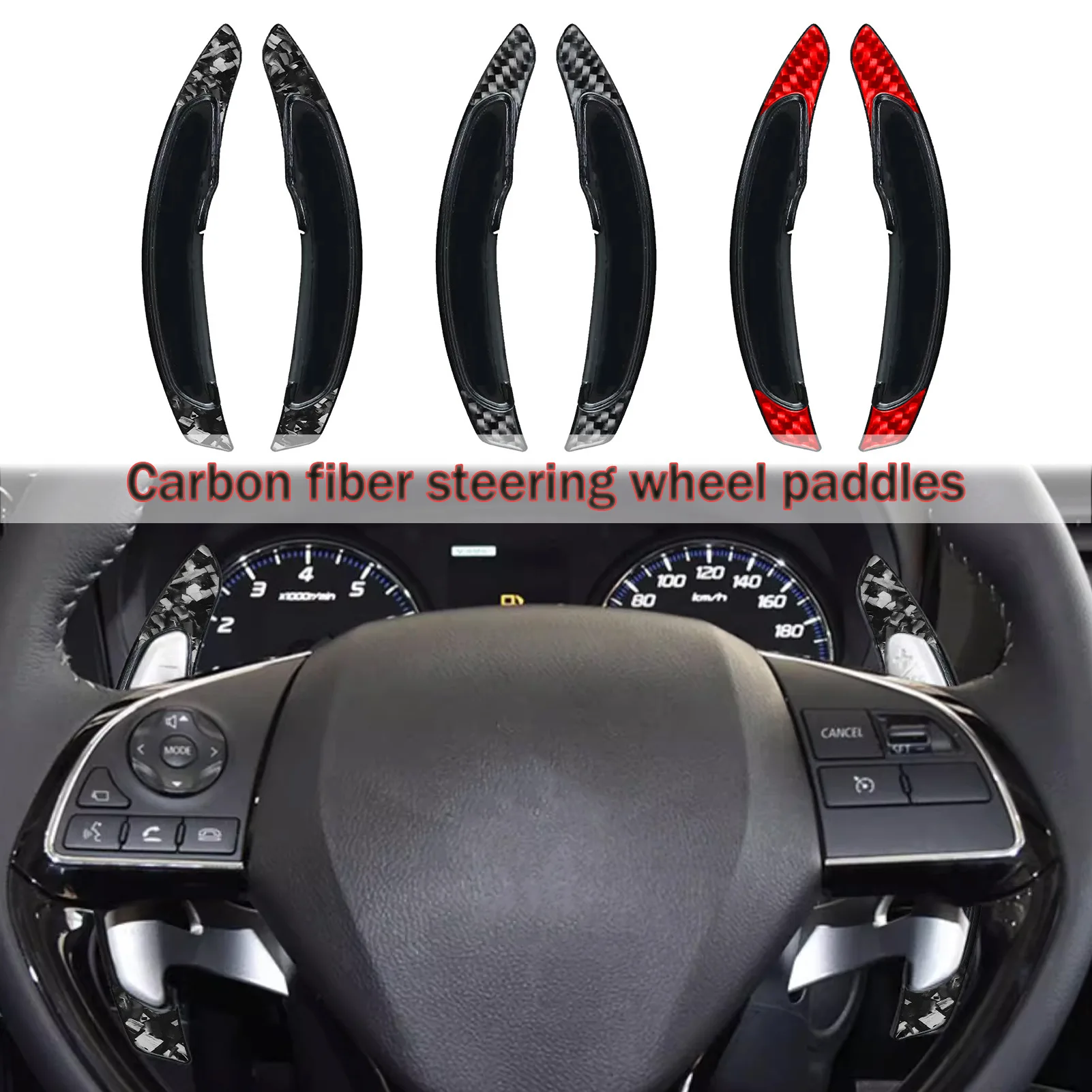 

For Mitsubishi Outlander new carbon fiber shift paddles, steering wheel controls, modified interior stickers