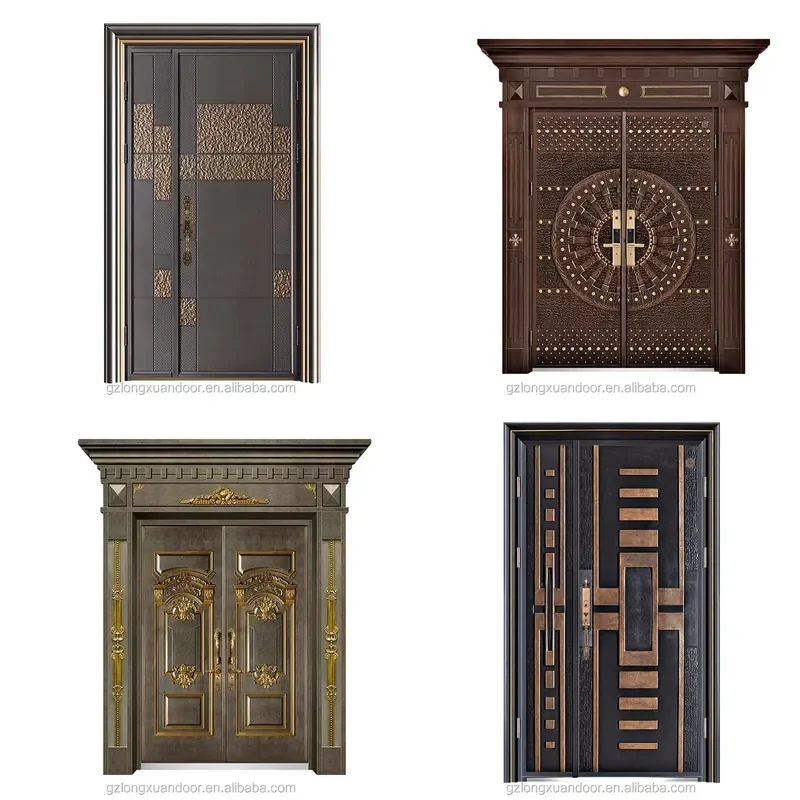 Modern Aluminum Alloy Exterior Entry Doors with Finished Surface and Anti-Theft Feature for Villa & Farmhouse Customized Size