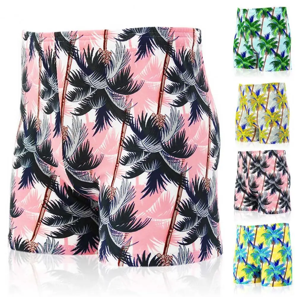 

Swimwear Great Colorfast Swimming Pants Plant Pattern Summer Trunks Mid Waist for Beach