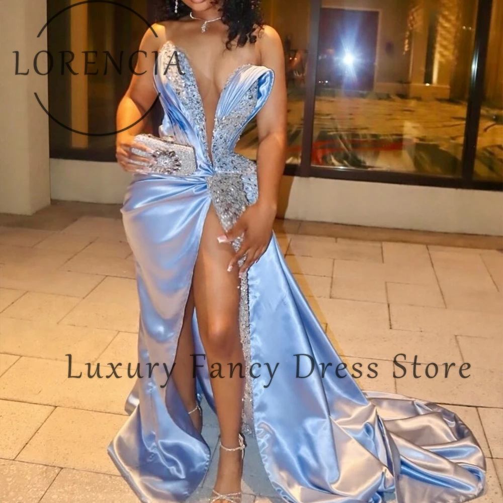 Luxury Sequin Prom Dresses 2025 Starpless Side Slit Mermaid Wedding Party Gowns Customized Detachable Train vestido madrinha