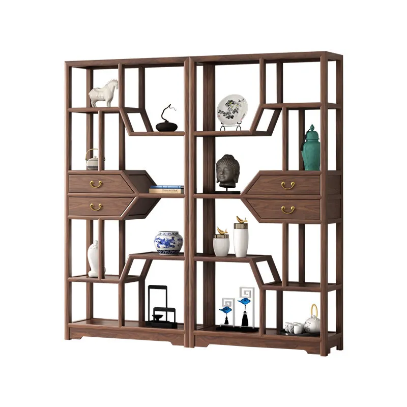 frame solid wood display cabinet with pumping Duobao Pavilion antique tea