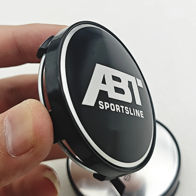 4 قطعة/المجموعة 60 مللي متر ABT SPORTSLINE شعار السيارة محور عجلات غطاء مركزي شارة يغطي مع قاعدة سوداء لملحقات السيارات العالمية