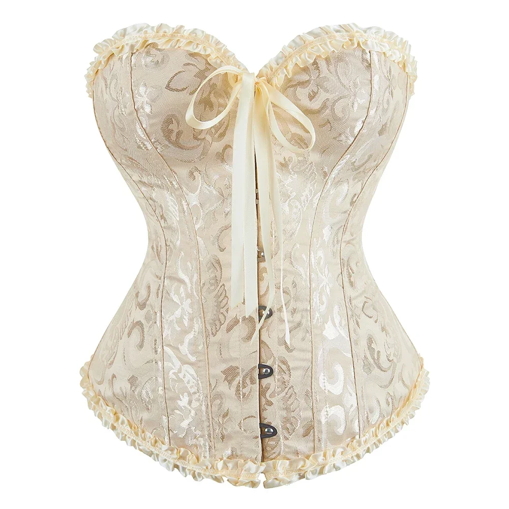 Corsets Bustiers for Women Lace up Flower Print Corset Top Corselet Sexy Overbust Vintage Victorian Costume Plus Size  Korsett