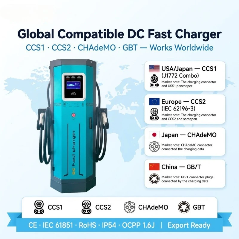 Customized 60KW 120KW 320KW Dual DC EV Charging Station CCS1 CCS2 CHADEMO GBT OCPP 1.6J 4G RFID IP54 Electric Car Fast Charger