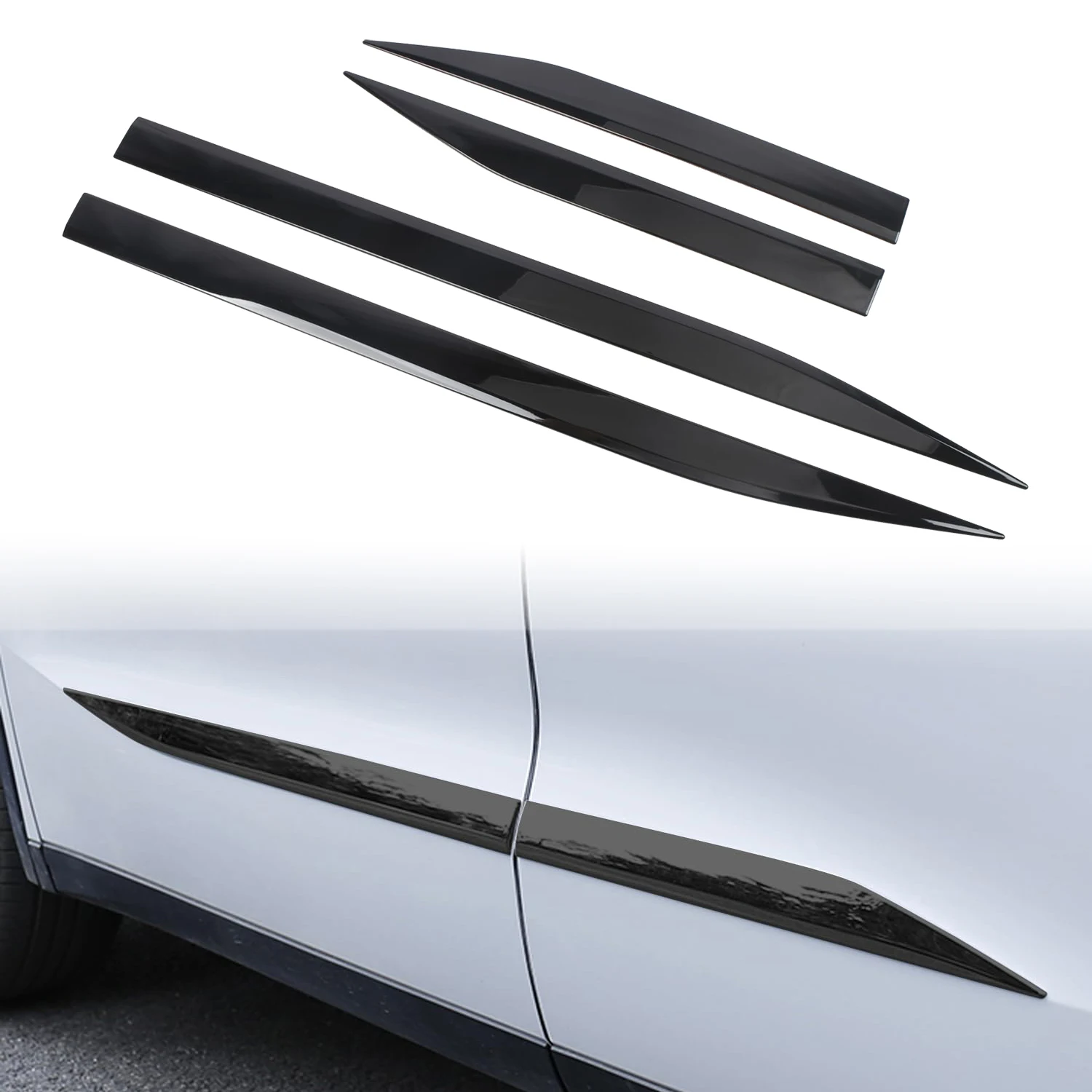 

For Mitsubishi Outlander 2022-2025 Car Exterior Side Door Body Molding Strips Decor Cover Trim ABS Glossy Black Accessories 4pcs